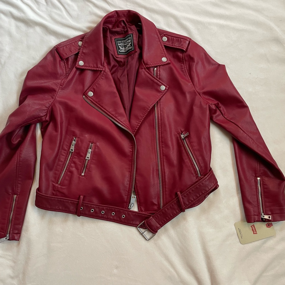 Levi Strauss burgundy leather jacket.  Womens large